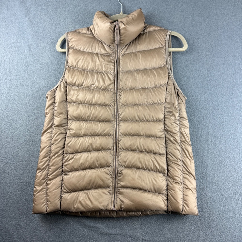 Uniqlo Ultra Light Down Vest Women's M Taupe Brown Puffer Packable Sleeveless